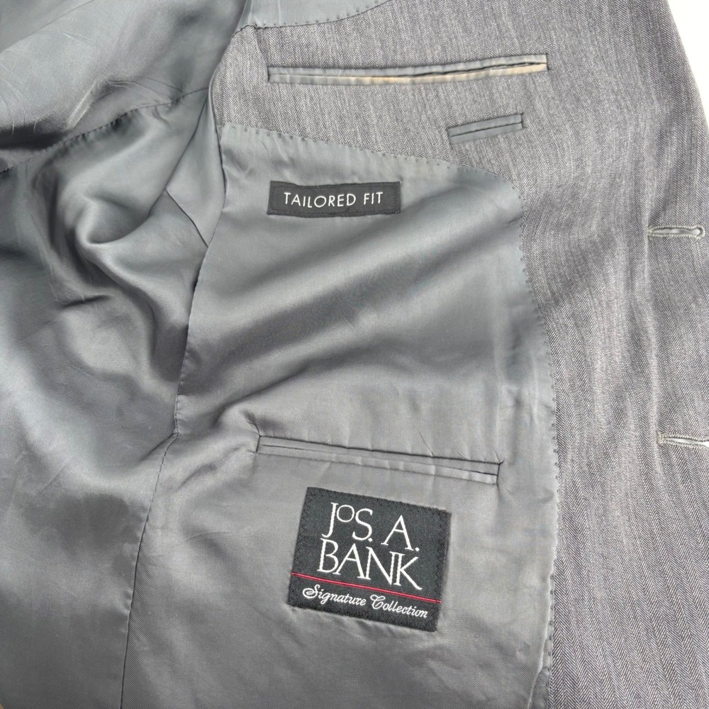 Jos A Bank Signature Collection Men's Gray 100% Wool Tailored Fit Blazer‎ 42R - Picture 5 of 5